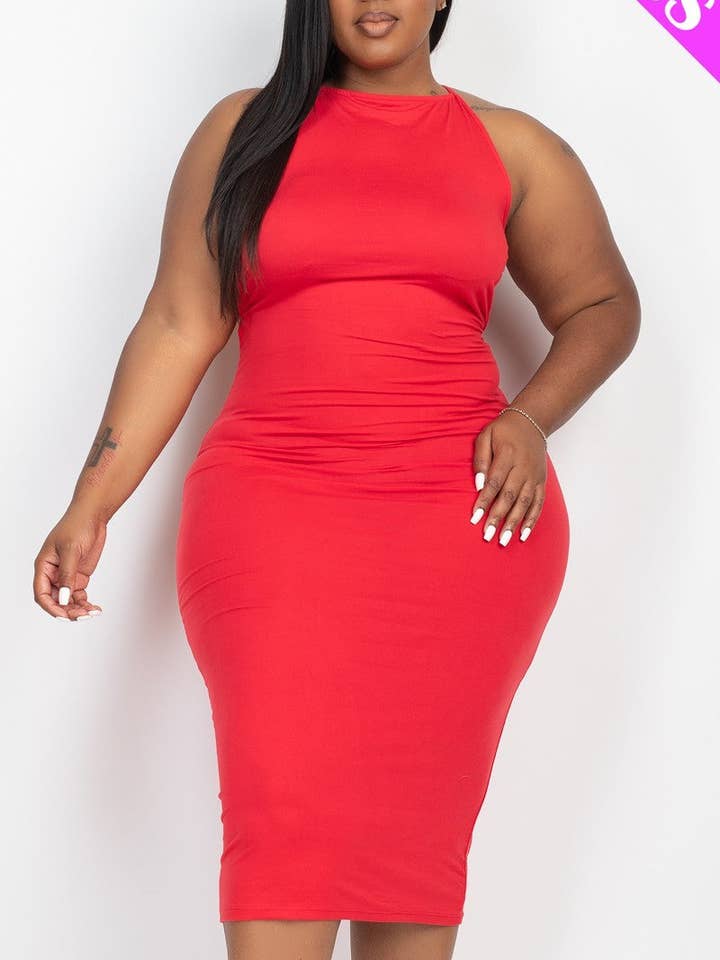 Plus Size Open Back Criscross Maxi Fashion Dress for wholesale by CC Wholesale Clothing