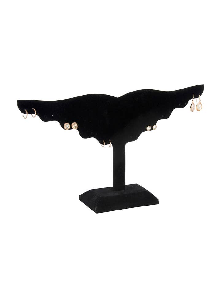 Black Velvet Winged Earring Display - 12"W x 8"H for wholesale by Store Supply Warehouse