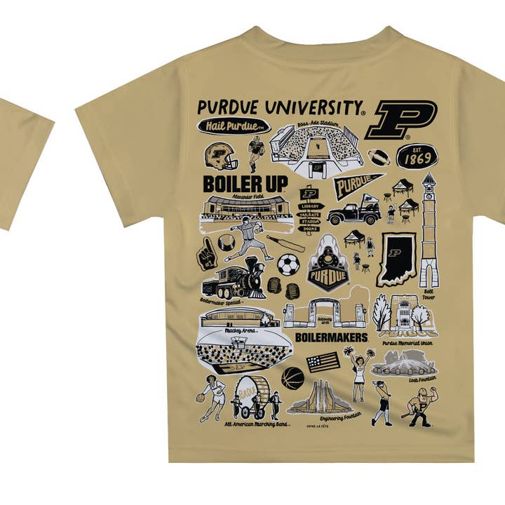 Vive La Fete - Wholesale Screen Printed T-Shirt - Kids - Purdue Boilermakers Hand Sketched Impressions Boys T-Shirt4