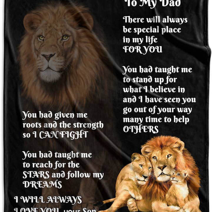 My Dad Lion Velvet Blanket for wholesale by B2U Decor