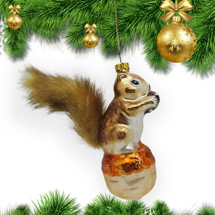 OrnamentallyYou - Wholesale Ornament - Squirrel and Nut Glass Christmas Ornament2