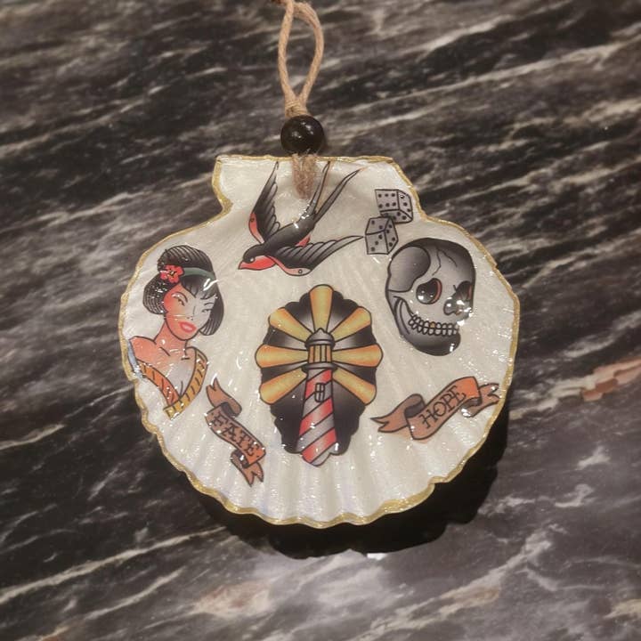 Nautical Tattoo Art Decor Vintage Lighthouse Swallow Skull for wholesale by CC Shells Gifts LLC