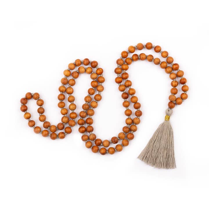 Bodynova - Wholesale Prayer beads necklace - Mala Yoga necklace with sandalwood scent, coloured tassel, 10815