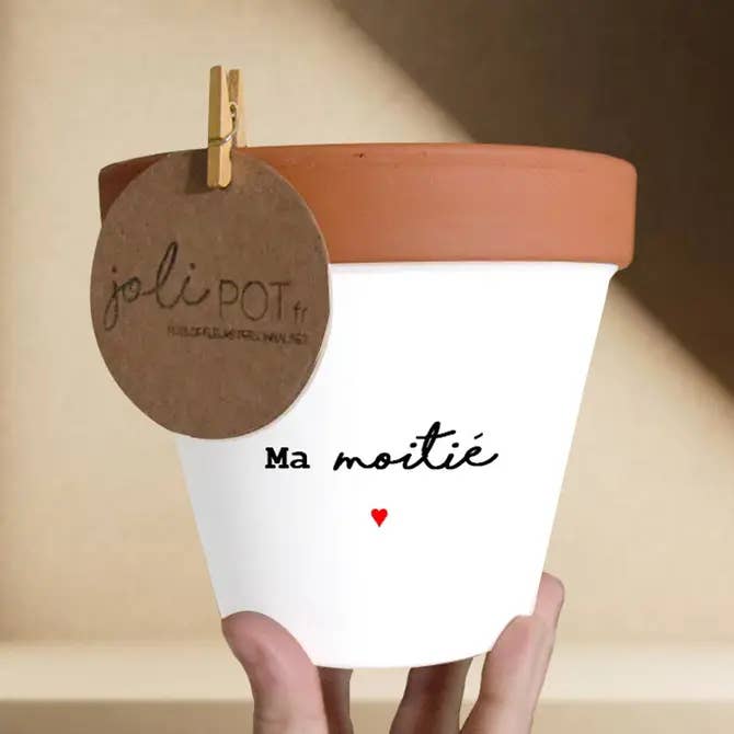 Pot de fleur, cache-pot "Ma moitié ♥" pour la vente par Joli Pot