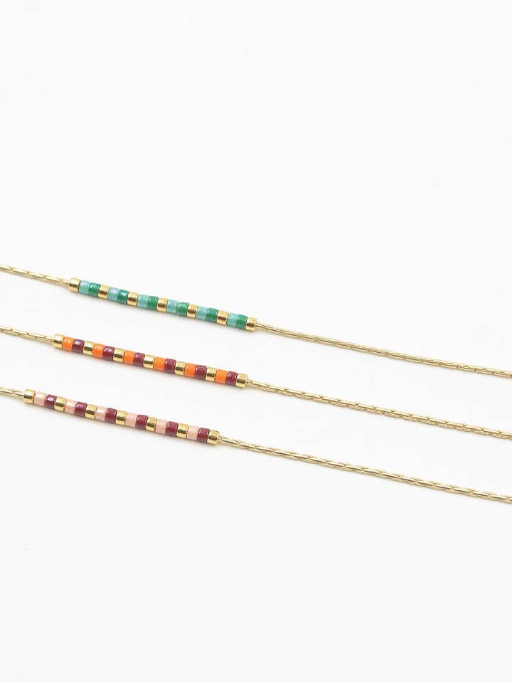 Tiny colorful Bead Necklace/Gold Necklace/Layering Necklace/Tiny Bead Necklace/Simple Necklace/Minimalist Necklace/Delicate Gold Necklace. for wholesale by 36th Child Jewelry