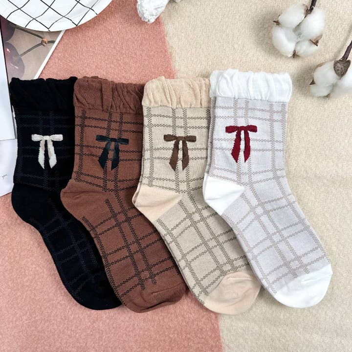 7DAYSSOCKS – wholesale Socks – Women's – Women's Crew Ribbon Check Socks8