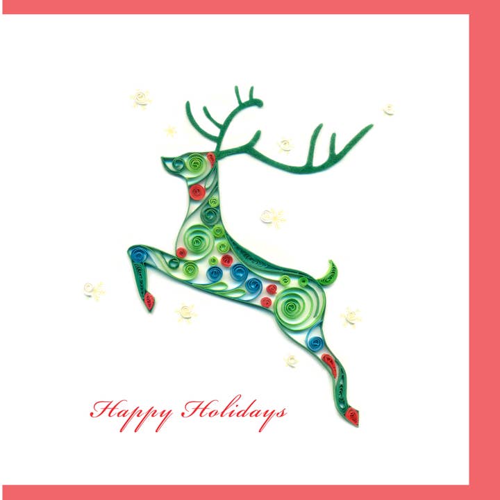 Happy Holidays Deer Quilling Card for wholesale by Blue Bird Cards