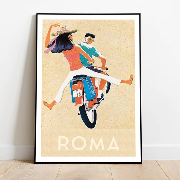 Vespa Italien Retro Mid Century Print, 60-tal, 1960-tal MCM Decor för wholesale av Jaffa Orange