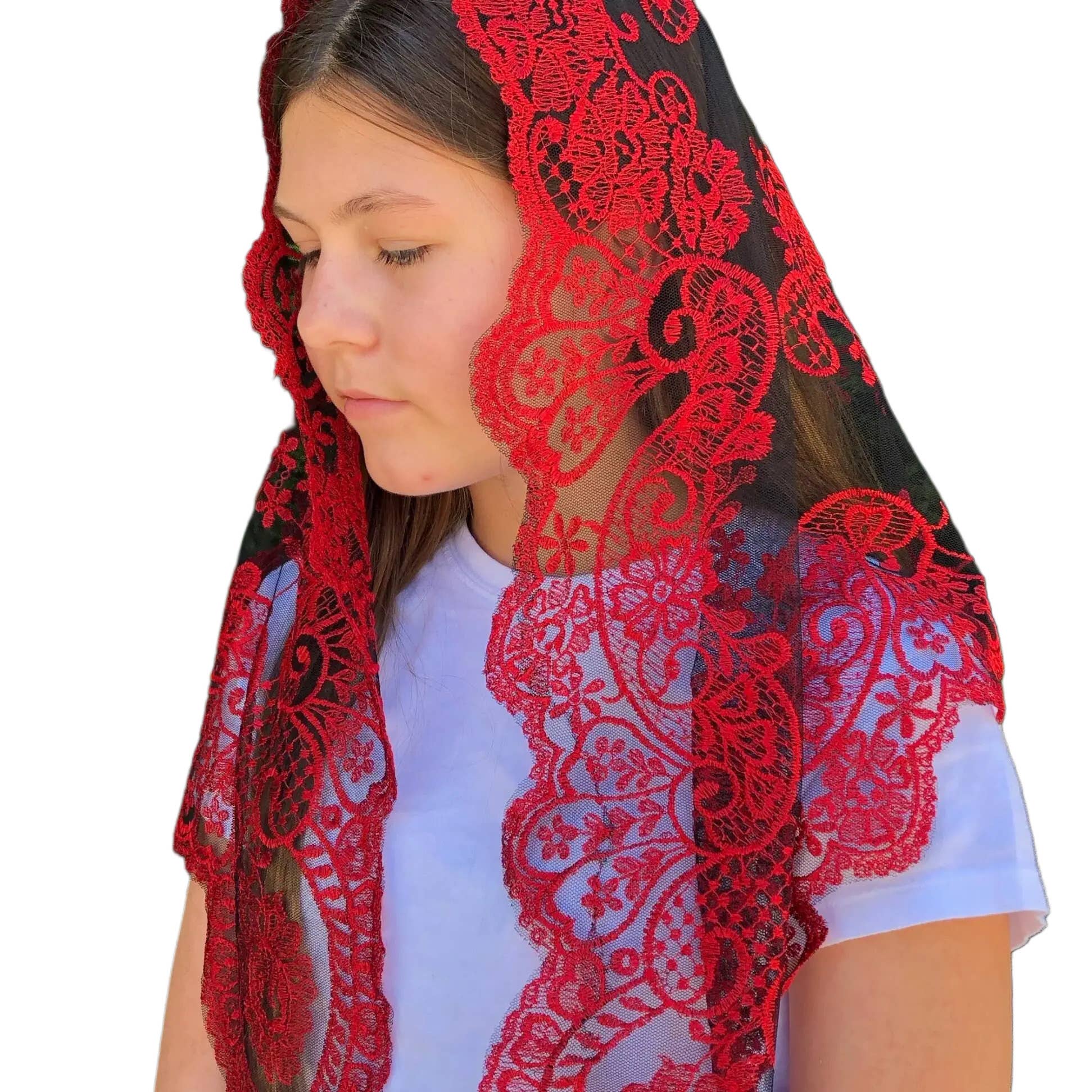 Oremus Mercy - Wholesale Veil - Women's - Veil ~ St. Catalina Thomas - RED