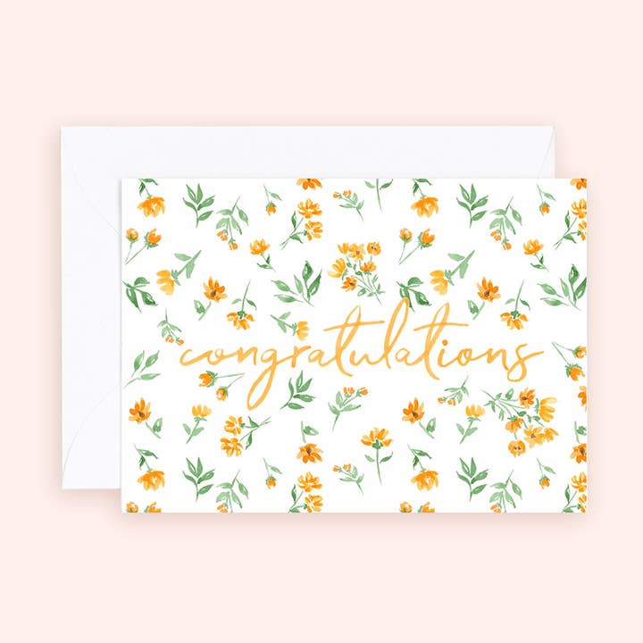 Mini Card - Floral Congratulations Enclosure Card for wholesale by Almeida Illustrations