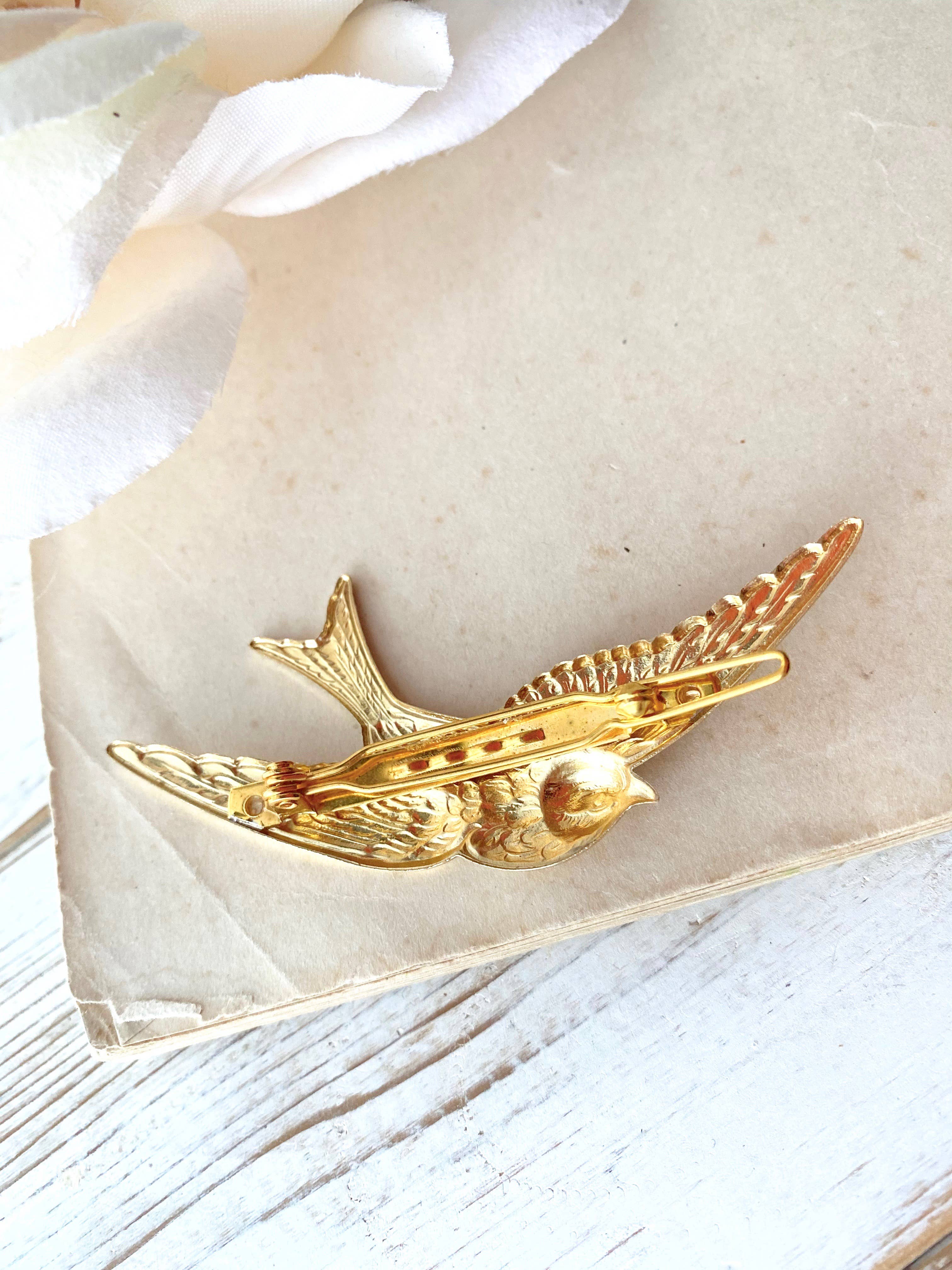 Red Truck Designs - Wholesale Hair Clip - Women's - Gold Bird Barrette Hair Clip Bird Hair Pin Garden Wedding3