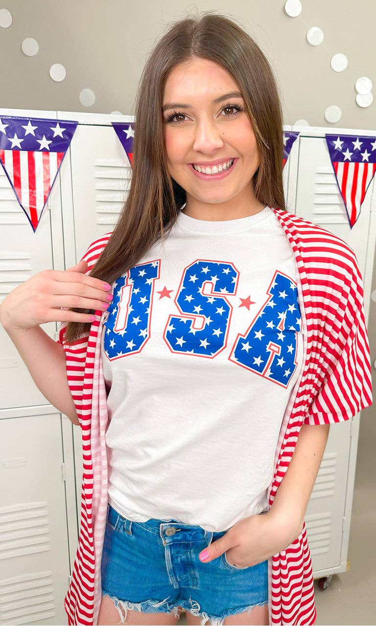 Sugar Stitch - Vente T-shirt sérigraphié – femme - T-shirt à motif patriotique USA Stars2