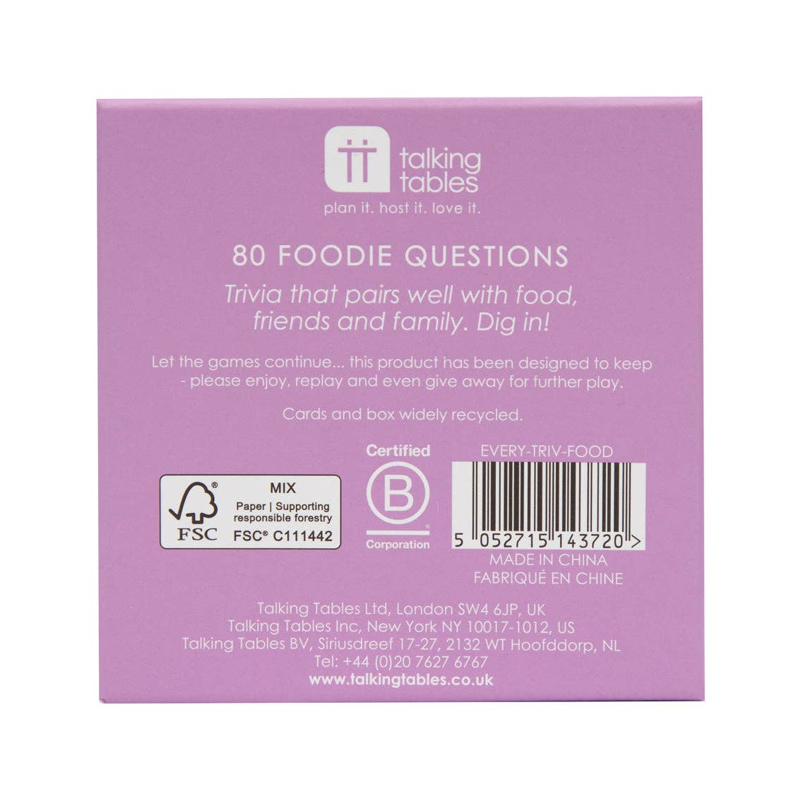 Talking Tables USA - Wholesale Card Game - 80 Dishes Food Trivia Game | Everyday Games |5