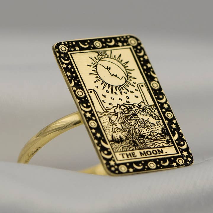 The Moon Tarotkaart gegraveerde 925 sterling zilveren bandring voor wholesale door DreamedBy