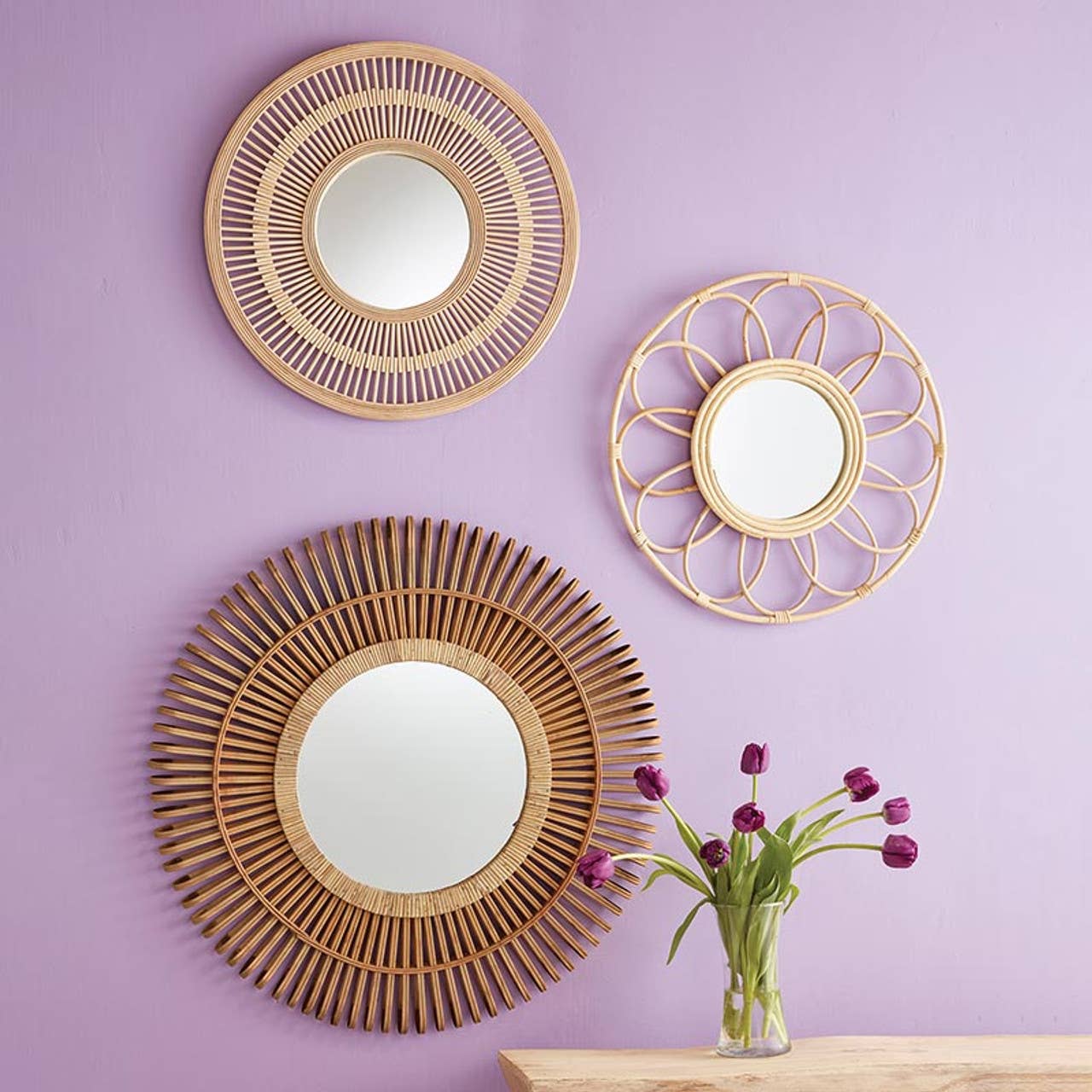 47th & Main (Creative Brands) - Wholesale Wall Mirror - Light Wheel Bamboo Mirror1