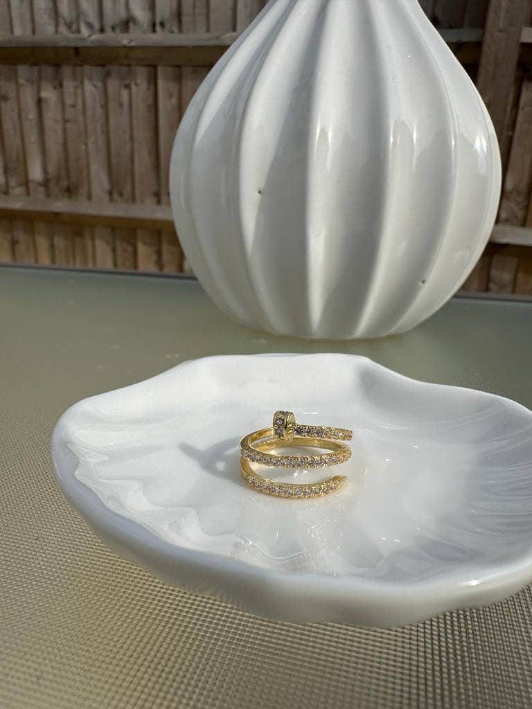 Gemscape UK – wholesale Ring med flera stenar – Justerrbar spiralring i guld med kristaller6