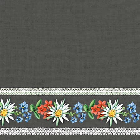 Cocktail Napkin - Bavarian Flowers GREY for wholesale by Elegant Gifts