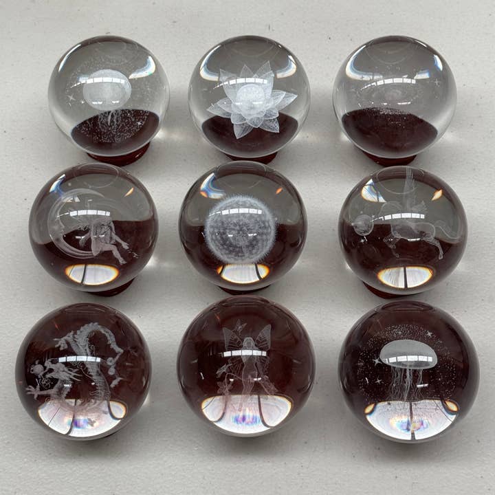 Alliz Trading - Wholesale Spiritual stone/crystal - 3D Glass Crystal Sphere with Etched Fairy Moon1