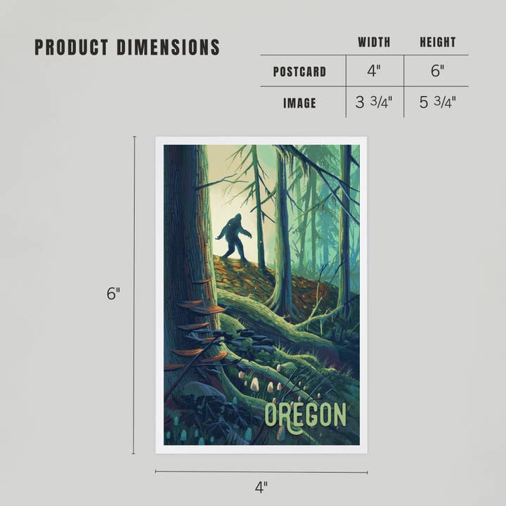 Lantern Press - Wholesale Postcard - PREMIUM POSTCARDS Oregon, Wanderer, Bigfoot in Forest4