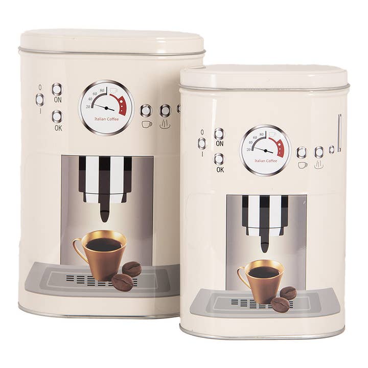 Clayre & Eef - Wholesale Decorative Box - 6BL0141 Tin Storage Box 20x13x9 / 18x11x7 cm Beige Metal