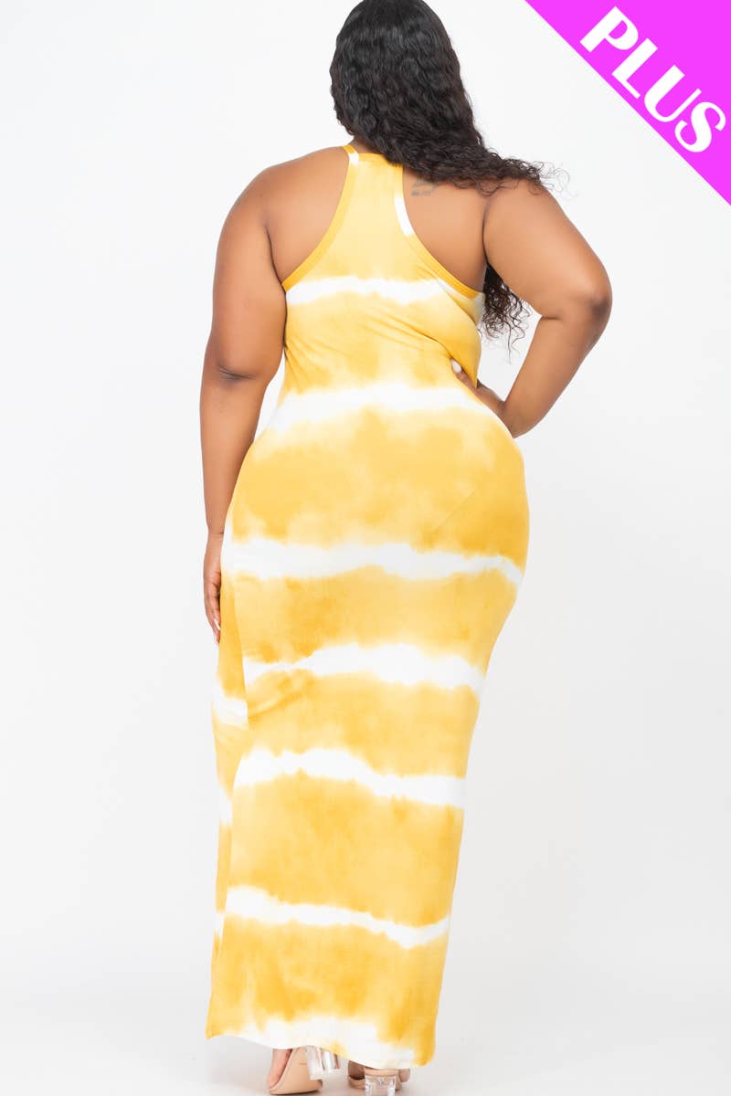 CAPELLA APPAREL - Venta al por mayor Vestido - Mujer - Vestido maxi estampado tie-dye a rayas de talla grande14