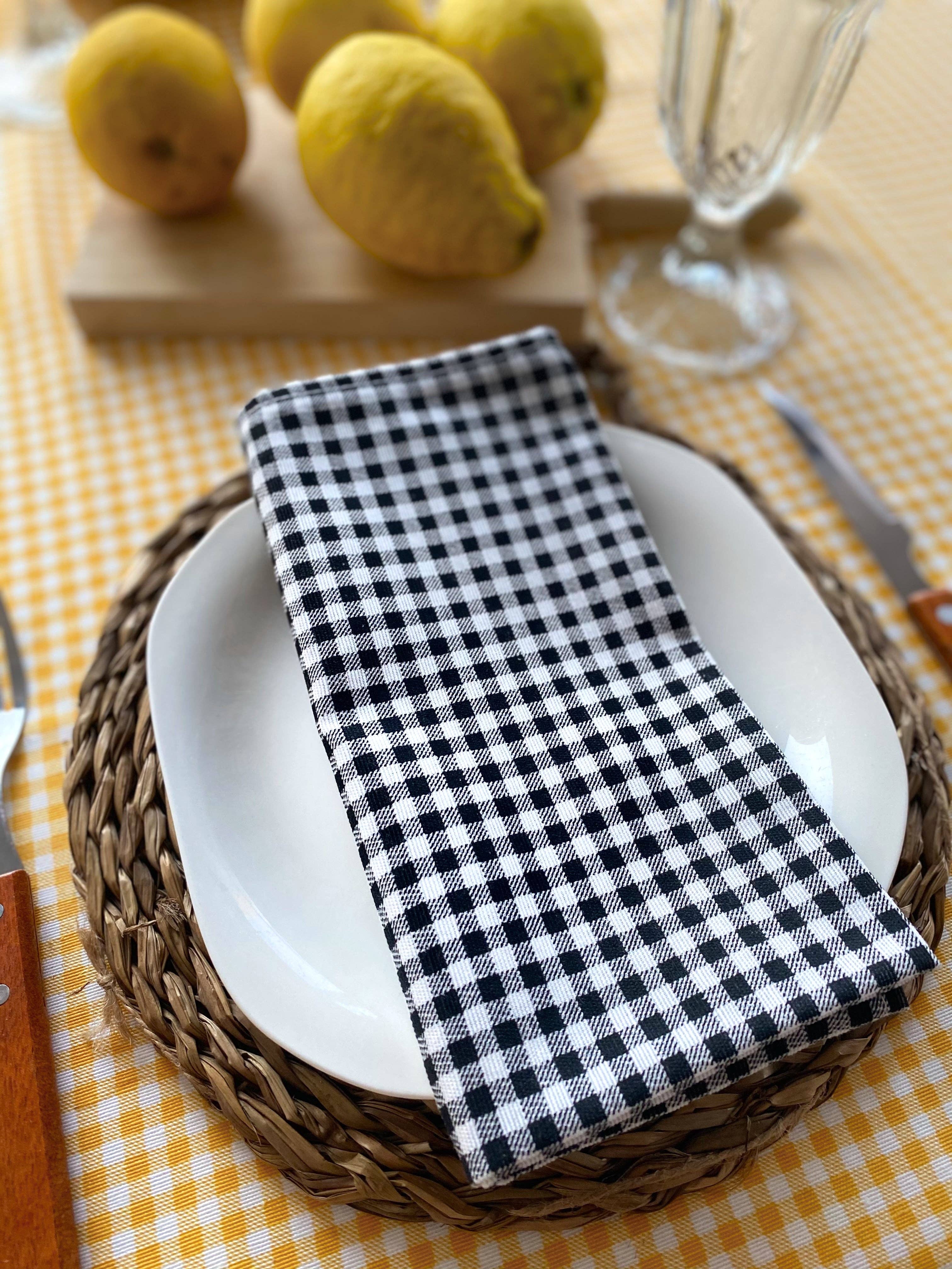 Huca Home - Vente Serviettes de table en tissu - LOT DE 2 SERVIETTES EN PAPIER VICHY NOIR PETIT CARRÉ2
