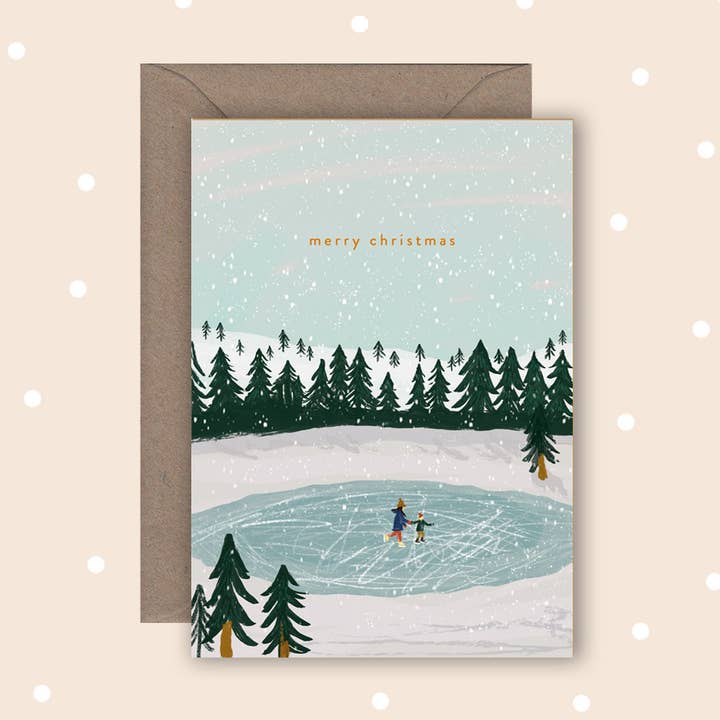 Julen skøjteløb Card for engroshandel hos Charis Raine Illustration