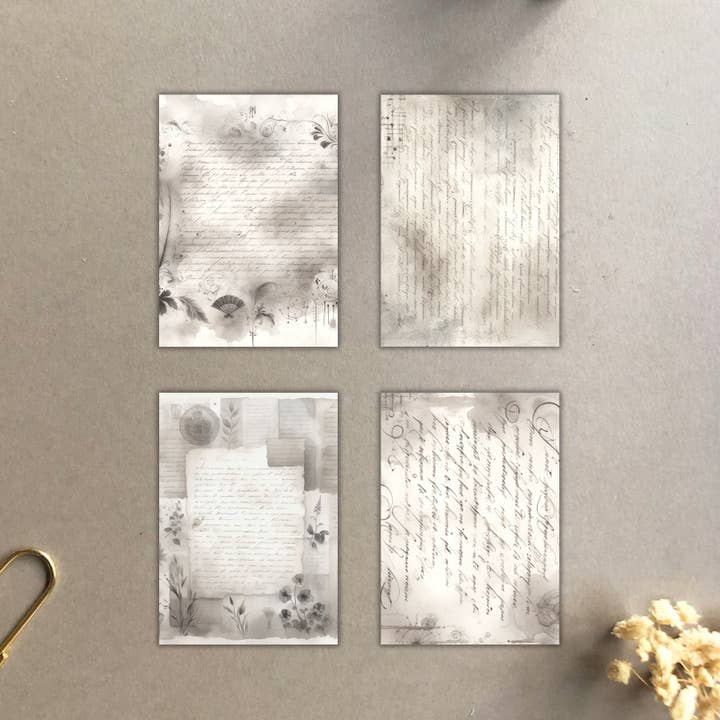 Lot de 4 feuilles d'autocollants washi « Parchemins de calligraphie » pour la vente par T's Stationery