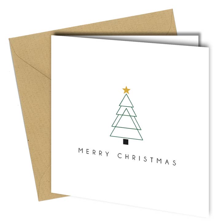 Close to the Bone Greeting Cards and Gifts - Wholesale Christmas Card - Minimalist Christmas Cards Set – 10 Modern Tree Designs cb192