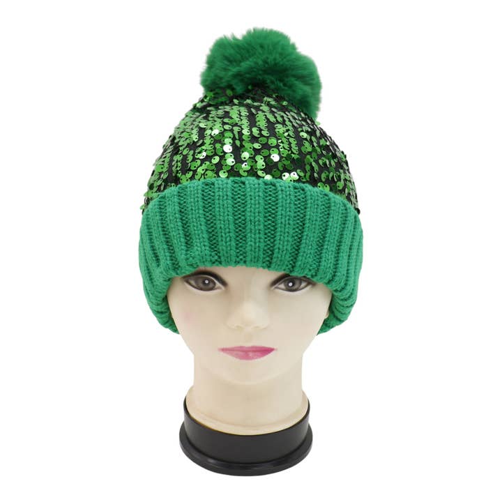 TAPA fashion - Wholesale Beanie – Women's - Pom Pom Sequin Beanie HA3715-1 (3PC)9