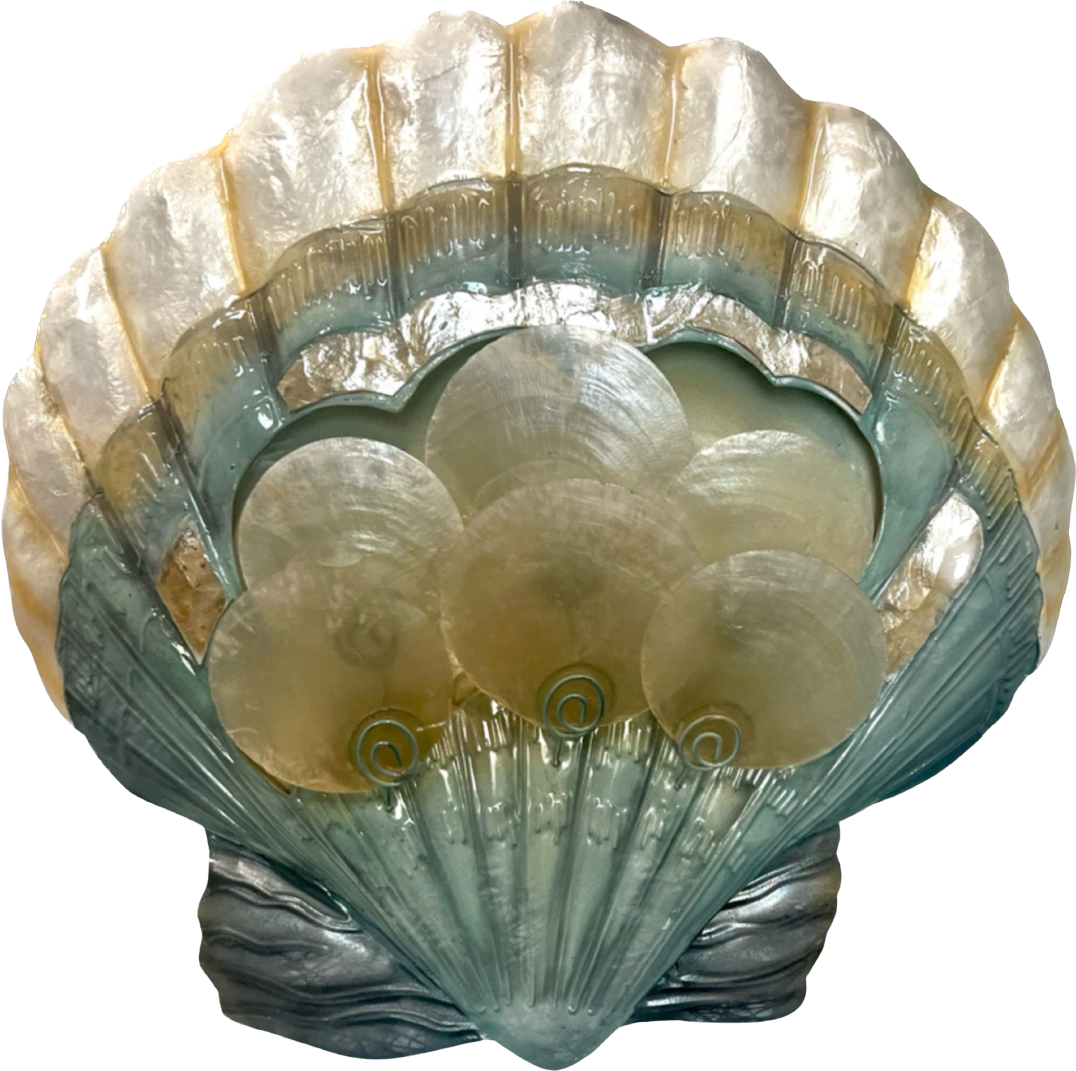 Bamboo Source Tropical Decor - Wholesale Dimensionele/3D-muurkunst - Capiz Shell & Metal Scallop Shell wanddecoratie0