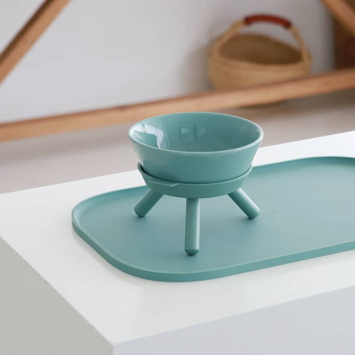 Pets So Good - Wholesale Pet Bowl - Cat/Dog - Oreo Elevated Pet Feeder Table . Jade Green . Short1