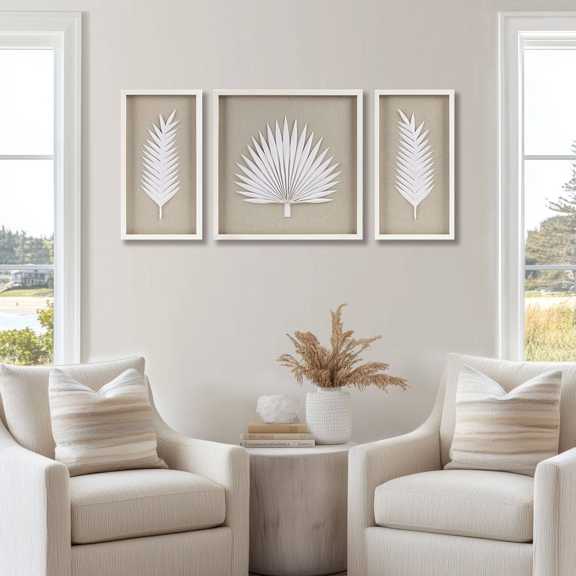 Olliix - Wholesale Gallery Wall Set - Handmade Rice Paper Palm Leaves Wall Decor3