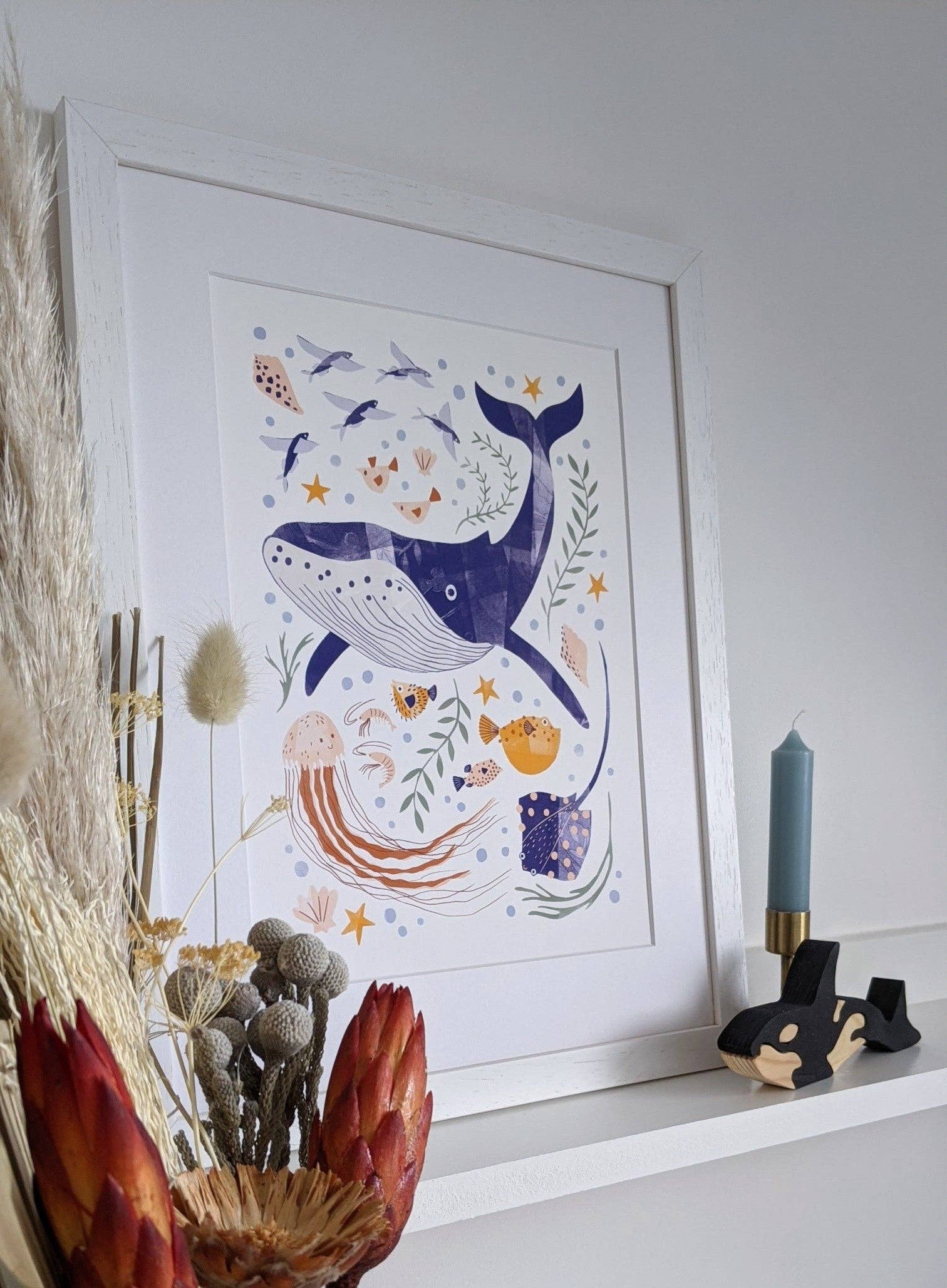 Slow Sunday - Wholesale Art Print - Kids & Baby - ‘Into The Blue’ Whale And Sea Creatures Fine Art Print For Children7