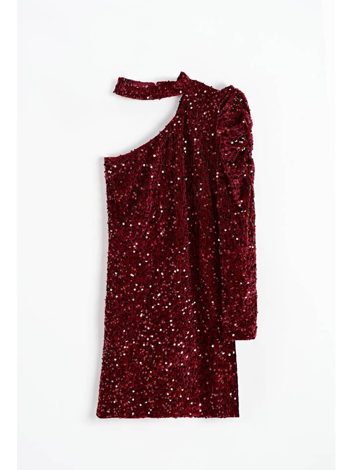Chilli Girl Collection - Wholesale Dress - Women's - Asymmetrical mini dress with sequin details 2