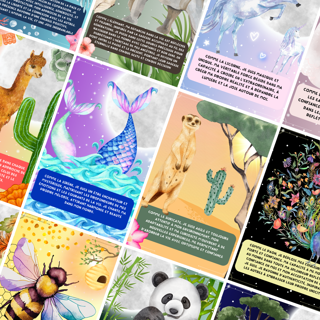 Les Moonettes - Venta al por mayor Cartas del tarot - Cartas de Afirmaciones Positivas Animales de Luz (32 cartas)12