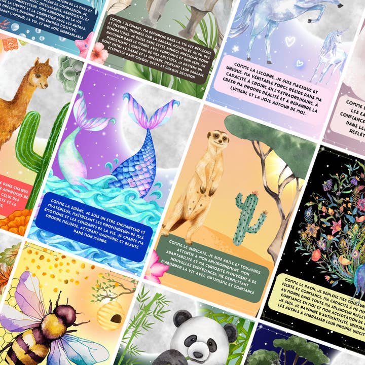 Les Moonettes - Vendita all'ingrosso Tarocchi - Carte di affermazione positiva Animals of Light (32 carte)12
