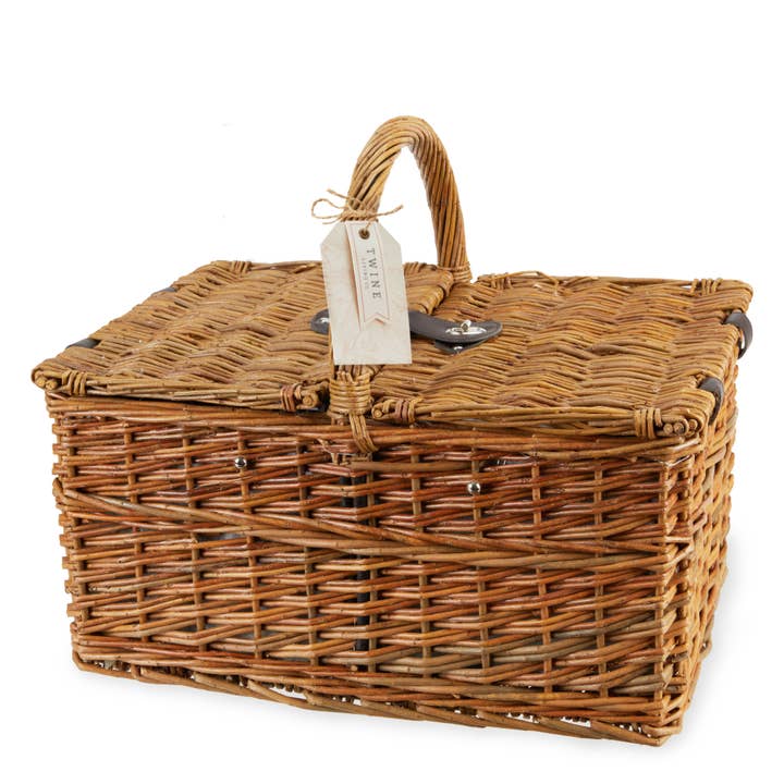 Brown Cape Cod Wicker Picnic Basket Set for wholesale on Faire