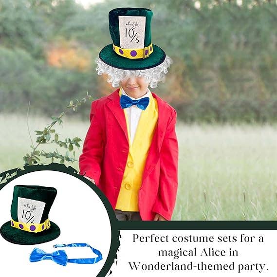 4E's Novelty - Vente Accessoire pour chapeau – homme - Ensemble chapeau, perruque et nœud papillon en velours pour costume Mad Hatter5