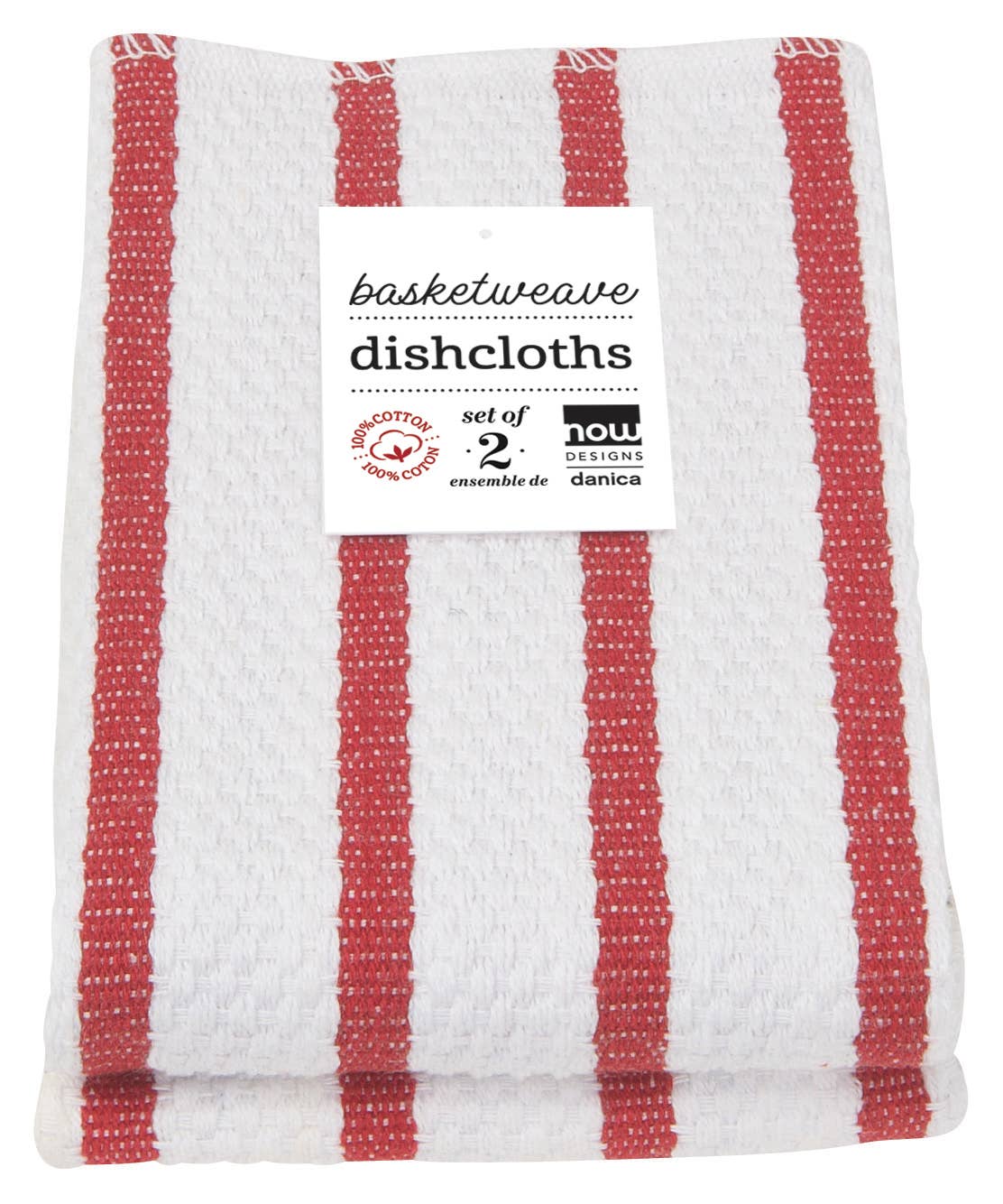 Now Designs by Danica - Wholesale Dishcloth - Basketweave Red Dishcloths Set of 22