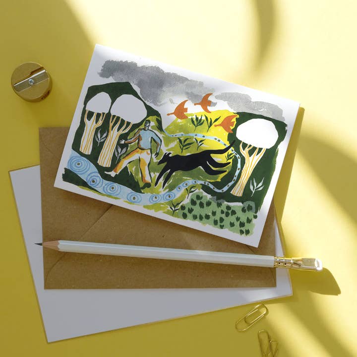 Printer Johnson Ltd - Wholesale Everyday Greeting Card - Black Dog greetings card