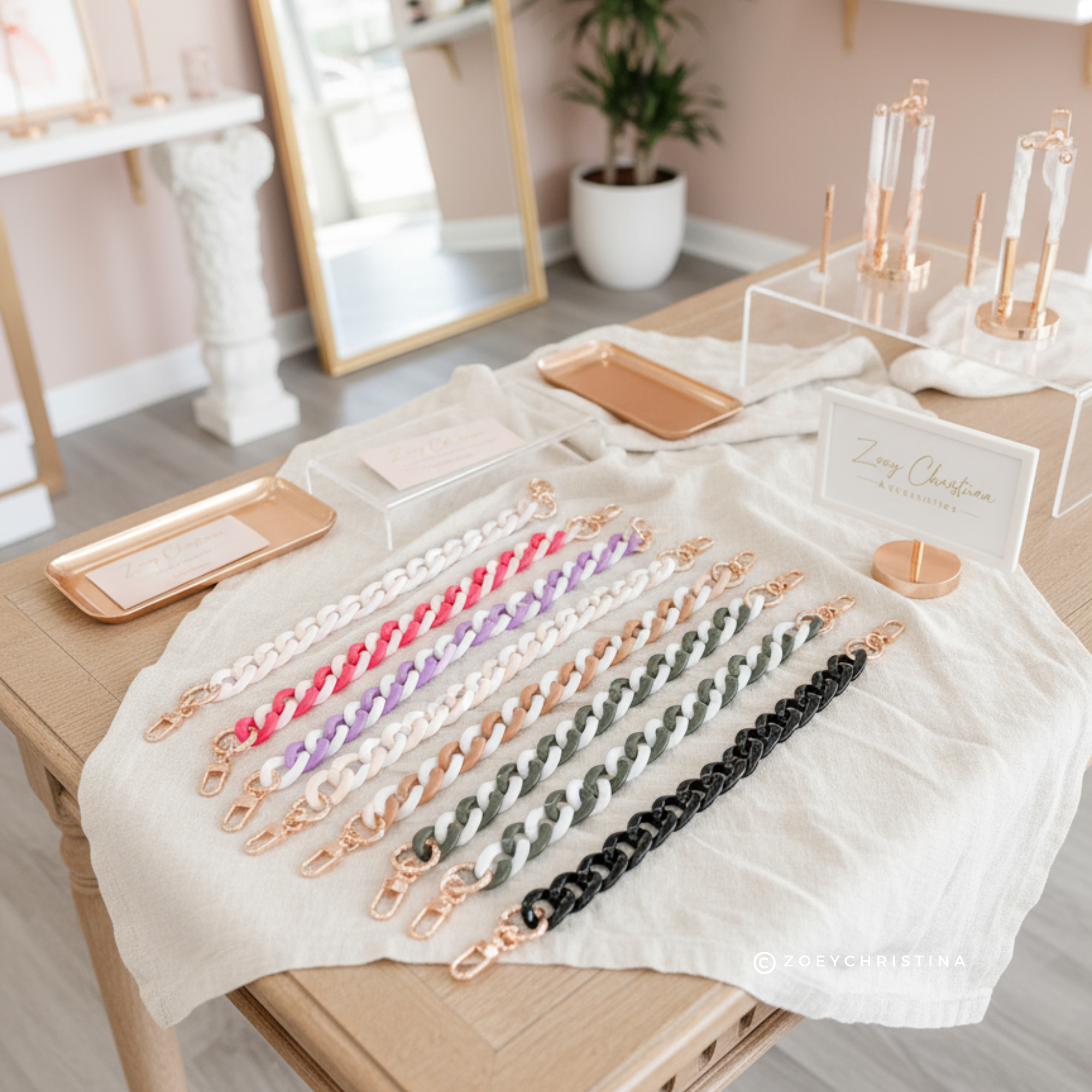 Zoey Christina - Wholesale Accessoire voor portemonnee/tas - Dames - Chunky acryl tassenkettingen – 8 kleuren, 42 cm lang5