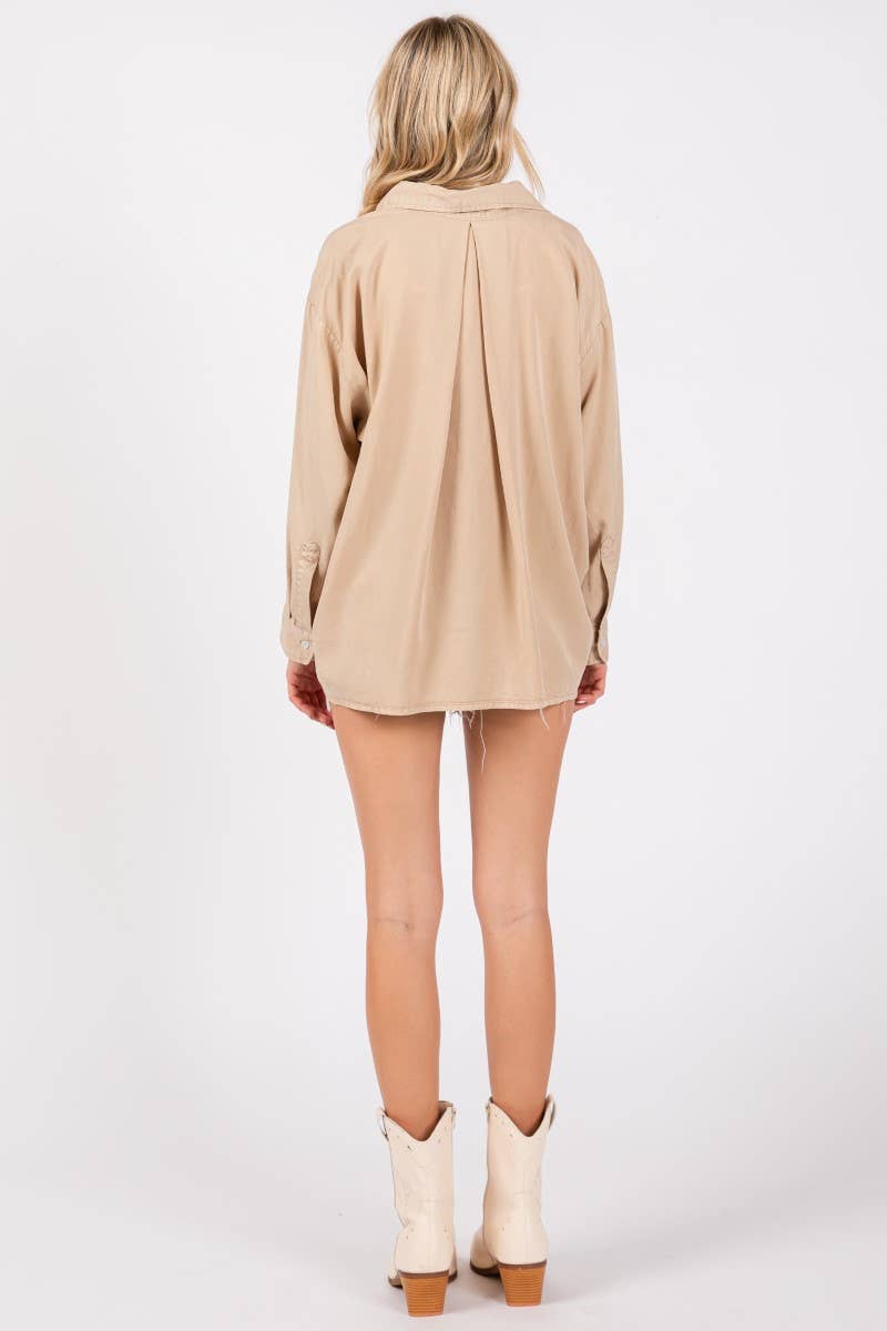 ZiA Apparel - Wholesale Button Down Shirt - Women's - V-NECK LAPEL COLLAR SHIRT 19