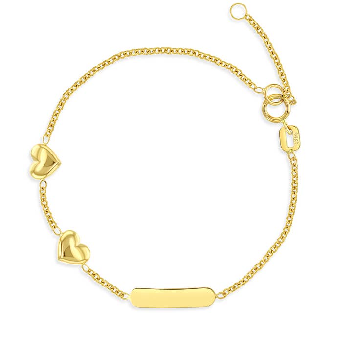 14k gouden 5 „- 6" graveerbare peuterarmband met gepofte hart voor wholesale door In Season Jewelry