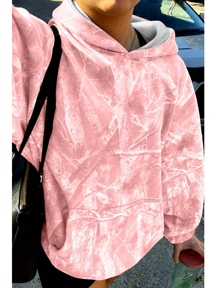 Little Daisy Closet - Wholesale Blouse - Women's - LDC Camouflage Pocket Maple Oversized Hooded Sweatshirt3