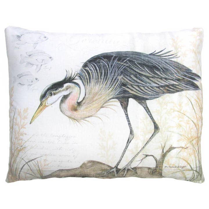 Pillow - Heron on Log - indoor / outdoor cushion for wholesale by Magnolia Casual