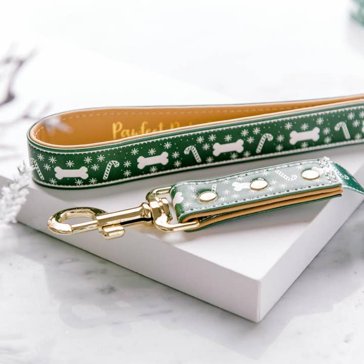 Deck the Paws - Green Sweater Vegan Leather Dog Lead for wholesale by Pawfect Pals