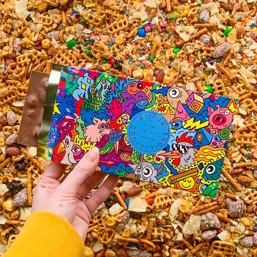 Alicja Confections - Wholesale Chocolate Bar - Everything But The Kitchen Sink Postcard Chocolate Bar2