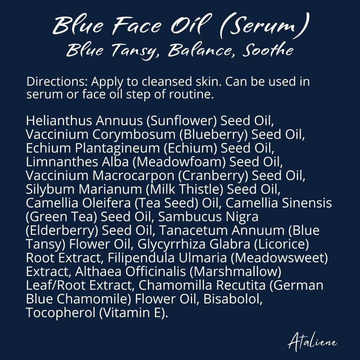 Ataliene - Private Label Skin Care Atelier - Wholesale Facial Oil - Blue Tansy Face Oil - Balance & Soothe - Private Label Spa