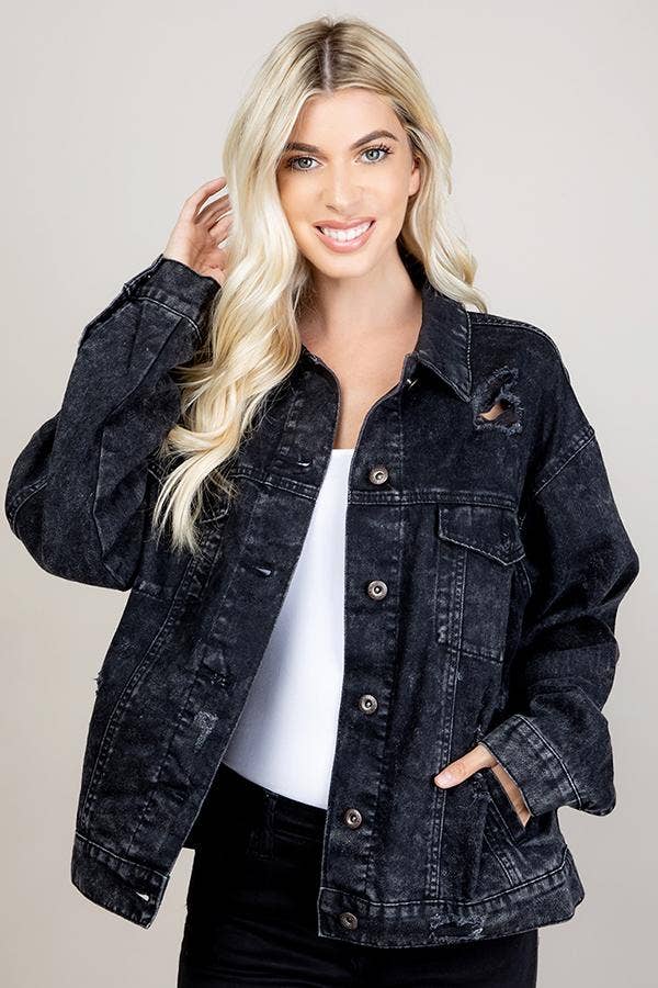 BLUE AGE - Wholesale Denim Jacket - Women's - Destroyed Oversize Denim Jacket1